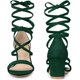 thumbnail image 2 of Sandalias de tacón medio grueso con cordones para mujer Verde 42, 2 of 5