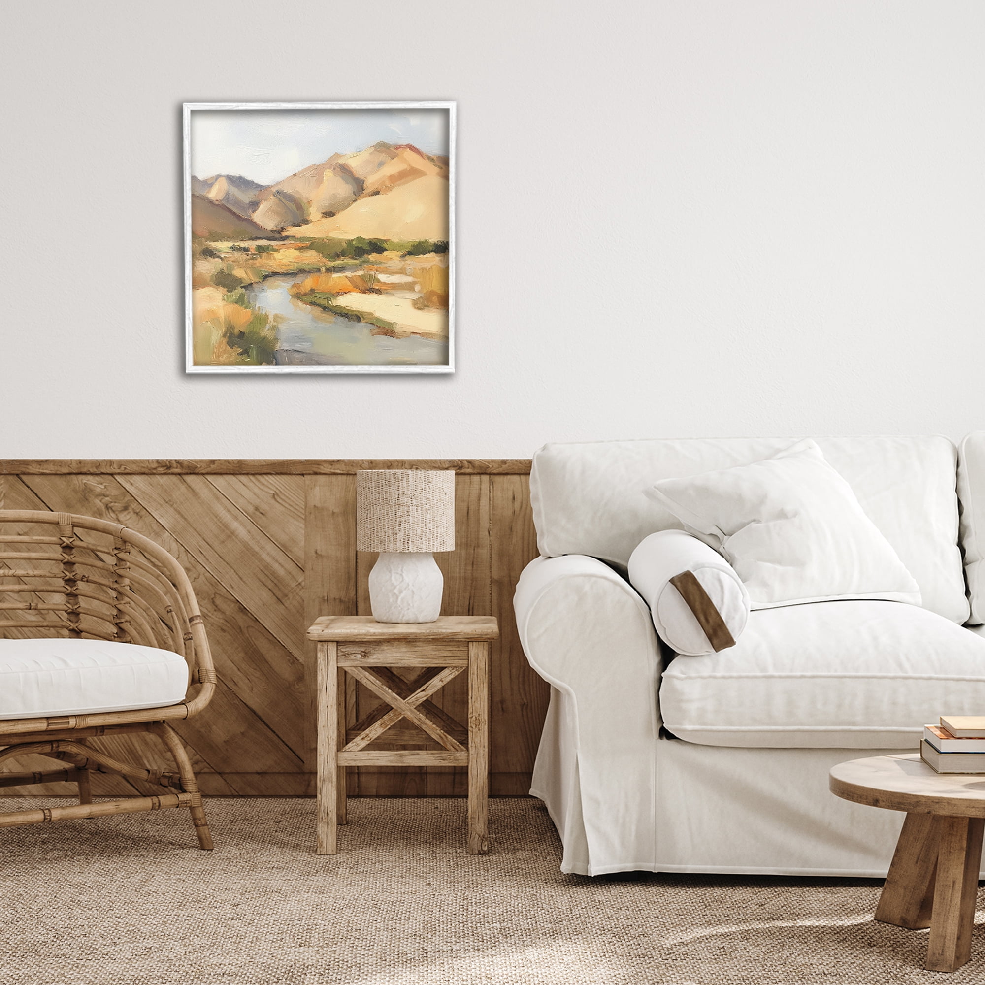 Stupell Industries Wispy Desert River White Framed Giclee Art, design by Petal Prints Design