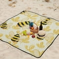 thumbnail image 6 of Bees on Floral Picnic Blanket Waterproof Beach Blankets Sandproof Large Mat with Storage Bag Camping Grass Travel Hiking Park 78"x78", 6 of 6