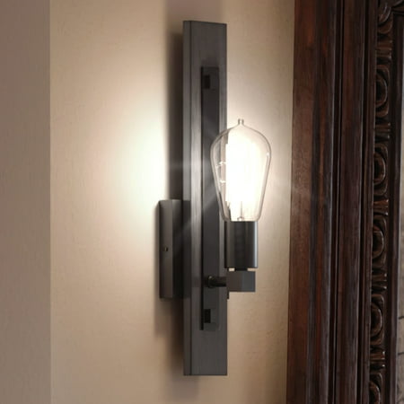 

Luxury Urban Loft Indoor Wall Sconce 16.75 H x 4.75 W with Steampunk Style Elements Antique Design Midnight Black Finish UHP3341