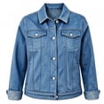 thumbnail image 7 of Edvintorg Denim Jacket for Women Lightweight Long Sleeve Casual Button Down Cropped Jean Coat with Pocket Womens Fashion S-2XL Blue, 7 of 7