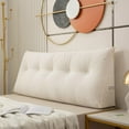 thumbnail image 1 of Riforla Dorm Triangular Headboard Bolster Pillow - White Velvet Wedge Pillow with Removable Cover, Soft Supportive Design, Side Pocket, 1 of 7