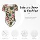 thumbnail image 4 of Balery Tropical Mask Flamingo Body de cuello redondo de manga corta para mujer Tops de manga corta Tops básicos-Small, 4 of 7
