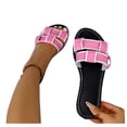 thumbnail image 4 of Womens Pink Slide Sandals, Flat Two-Strap Slip On Casual Sandals with Cushioned Comfort for Everyday Walking & Summer,Size 5.5, 4 of 4