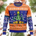 thumbnail image 3 of Suéter feo de punto divertido de Navidad de algodón con diseño de Papá Noel y mascotas, estilo vintage e informal de invierno, estilo Harajuku, retro, de manga larga, con impresión 3D, talla M, 3 of 5