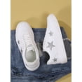 thumbnail image 5 of Women's Sports White Sneakers, Comfortable, Breathable & Shiny Silver, 5 of 5