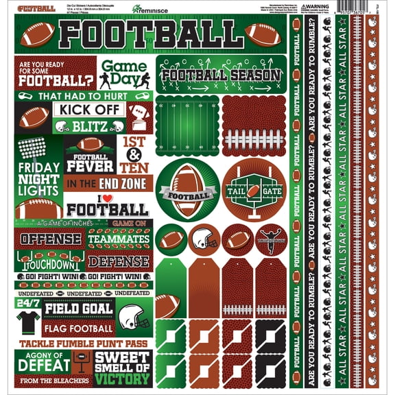 Football Cardstock Sticker 12"X12"-