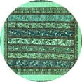 thumbnail image 1 of Ahgly Company Indoor Round Abstract Turquoise Blue Modern Area Rugs, 4' Round, 1 of 4