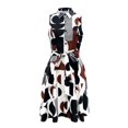 thumbnail image 2 of Robe Sans Manches à Imprimé Abstrait avec Boutons devant, Robe Décontractée à Taille Nouée et Col pour le Printemps et l'Été, Vêtements pour Femmes, 2 of 10