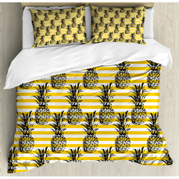 Fruits Duvet Cover Set King Size, Pineapple Twin Bed Comforter