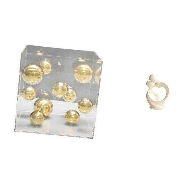 Luzkey Square Acrylic Box Acrylic Cover Ball Ornament Display Box Case Resin Statue Abstract Sculpture Collectible Transparent Material Suitable for Offices