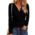 thumbnail image 2 of Camiseta De Manga Larga Acanalada,Túnica Con Cuello En V Para Mujer Tops Túnica Con Cuello En V Blusa De Manga Larga Rendimiento Probado, 2 of 6