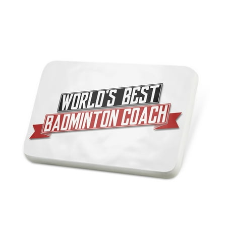 Porcelein Pin Worlds Best Badminton Coach Lapel Badge –