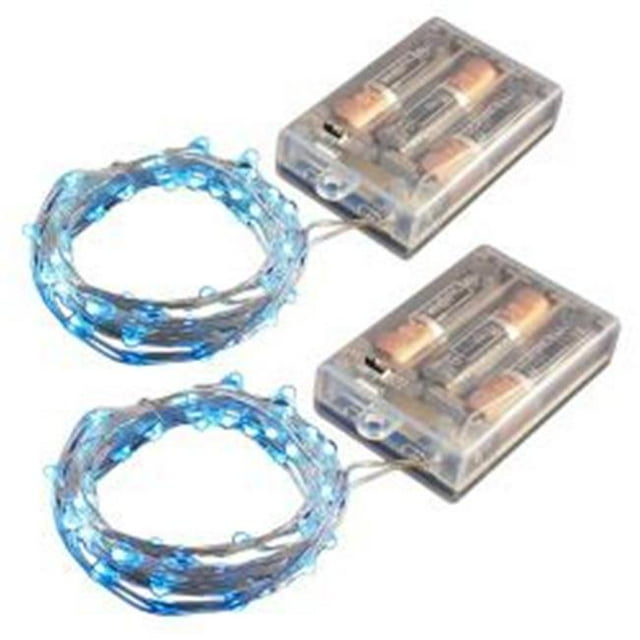 JH Specialties 66902 Battery Operated LED Waterproof Mini String Lights With Timer Blue, Set of 2