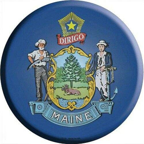 ME Maine State Flag 12" Round Metal Sign US Patriotic Man Cave Decor Americana 