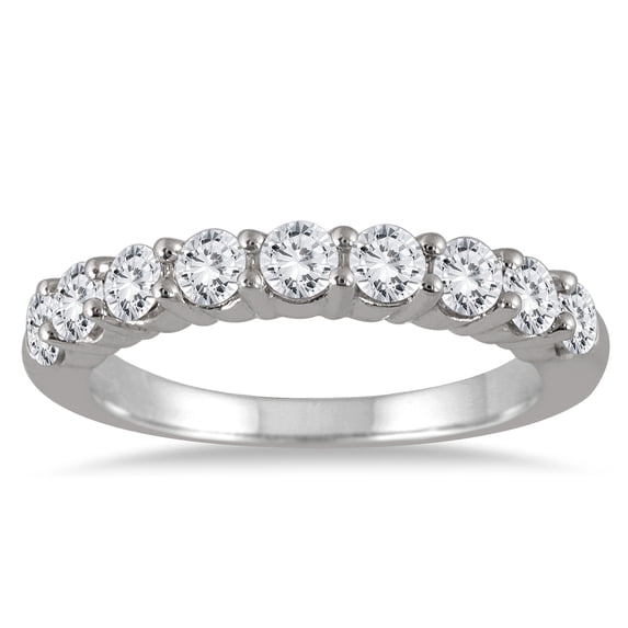 SZUL Women's 1 1/3 Carat TW 9 Stone Diamond Wedding Band in 14K White Gold (J-K-L Color, I2-I3 Clarity)