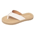 thumbnail image 6 of Rokment Flip Flops Beach Sandals for Women Indoor and Outdoor Waterproof Water Swim Pool Flat Thongs Slippers Casual Dress Slip on Slides Summer Shoes Beige Size 5.5, 6 of 7