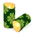 thumbnail image 3 of Clovers on Grids St Patricks Day Flickering Flameless Candles with Remote Timer Battery Operated LED Tealight Set of 2 S, 3 of 8