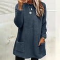 thumbnail image 5 of Dyfzdhu Plus Size Sweatshirts for Women Winter Warm Fuzzy Fleece Thickened Crew Neck Sweatshirt Casual Loose Top Navy, 5 of 6