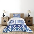 thumbnail image 4 of Ambesonne Blue and White Quilted Bedspread Set 2 Pcs, Ethnic Folk Florals, Twin Size, Blue White, 4 of 5