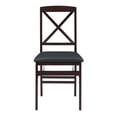 thumbnail image 2 of Linon Farrow Indoor Faux Leather Folding Chair with Cross-Back, Set of 2, Merlot/Dark Brown, 2 of 11