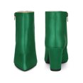 thumbnail image 5 of BLISSFUL STEP Pointed Toe Satin Chunky Heel Ankle Boots for Women Dark Green (Size 6), 5 of 5