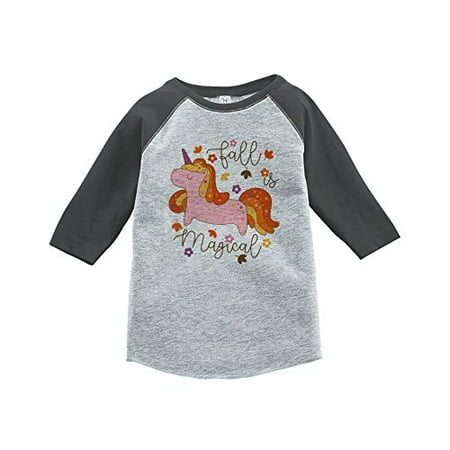 

7 ate 9 Apparel Girl s Fall Unicorn Grey Baseball Tee