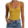 thumbnail image 4 of enyan Workout Tops for Women Womens Ladies Ribbed Thick Strap Racerback Tight Slim Fitted Sporty Workout Tank Tops,Yellow,XL, 4 of 7
