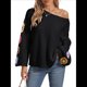 thumbnail image 1 of Suéteres de Larga de Crochet con Estampado Floral Bohemio Clásico para Mujer, Jerseys Casuales de Punto para Otoño e Invierno, Blusas Básicas. Negro M, 1 of 7