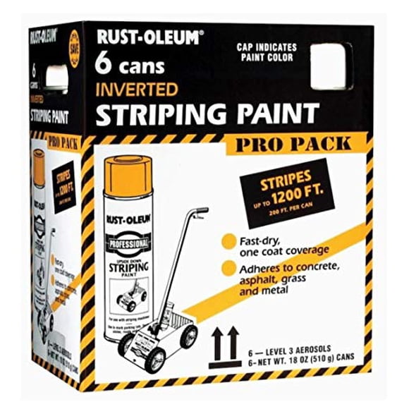 Rust-Oleum P2593849 Professional Striping Spray Paint Contractor Pack, 18 oz, White, 6 Pack