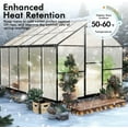 thumbnail image 3 of WUKHG 8x10FT Outdoor Greenhouse with Thermometer Hygrometer, Heavy-Duty Walk-in Greenhouse for Garden with Reinforced Aluminum Frame, All-Weather Greenhouse with UV-Resistant Polycarbonate Panels, 3 of 12