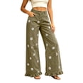 thumbnail image 2 of Axiiglly Wide Leg Jeans for Women High Waisted Straight Ruffle Hem Jeans with Pockets Vintage Baggy Trendy Denim Pants, S-3XL, 2 of 7