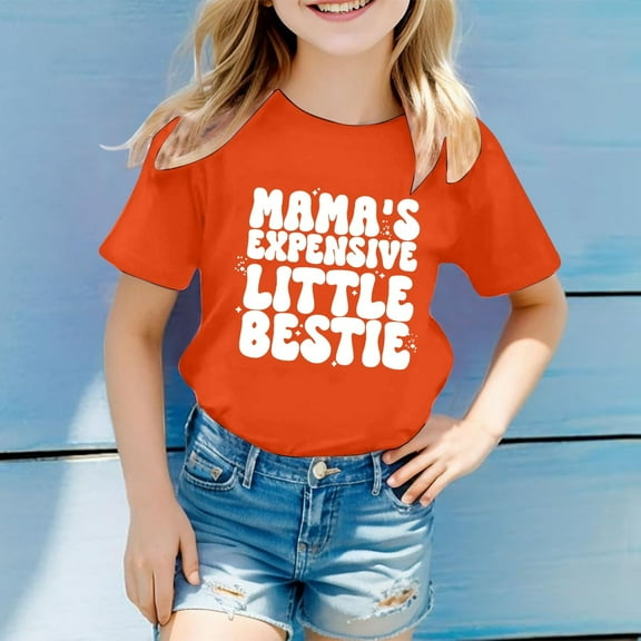 Kids Clothes For Girls Letter Short Sleeve Shirts For Girls Oversized Summer Clothes For Teens 4-5 Years Girl Outfits Cute Girl Clothing