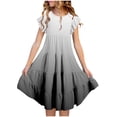thumbnail image 1 of Vestido de verano Honeeladyy para niña, con volantes, manga corta, informal, playero, corte A, con vuelo, floral, midi, ropa de calle (negro, 6-7 años), 1 of 4