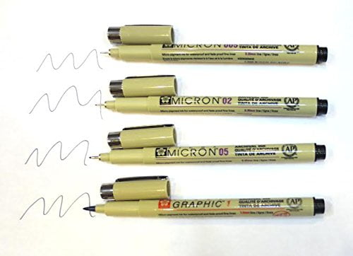 Sakura Pigma Micron Pen Set Black Size 005 01 02 03 05 and 08 30062 