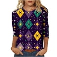 thumbnail image 3 of TaTaai Carnival Women's Casual Print Round Neck 3/4 Sleeve T-Shirt Loose Top Gift, 3 of 5
