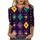 thumbnail image 3 of TaTaai Carnival Women's Casual Print Round Neck 3/4 Sleeve T-Shirt Loose Top Gift, 3 of 5