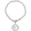 Personalized Women's Sterling Silver 20mm Framed Charm Monogram Bracelet