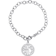 Personalized Women's Sterling Silver 20mm Framed Charm Monogram Bracelet