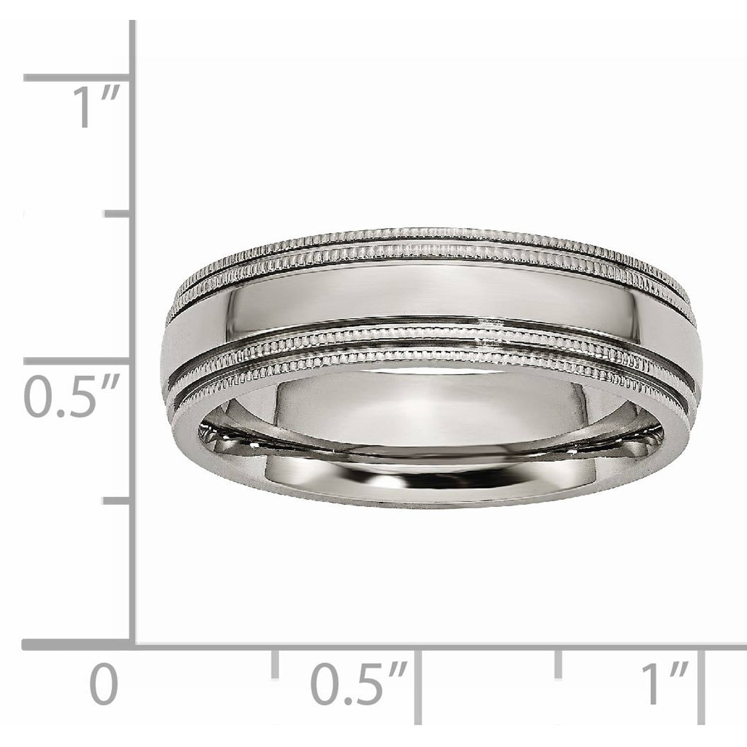 Bridal Titanium Grooved and Beaded Edge 6mm Polished Band
