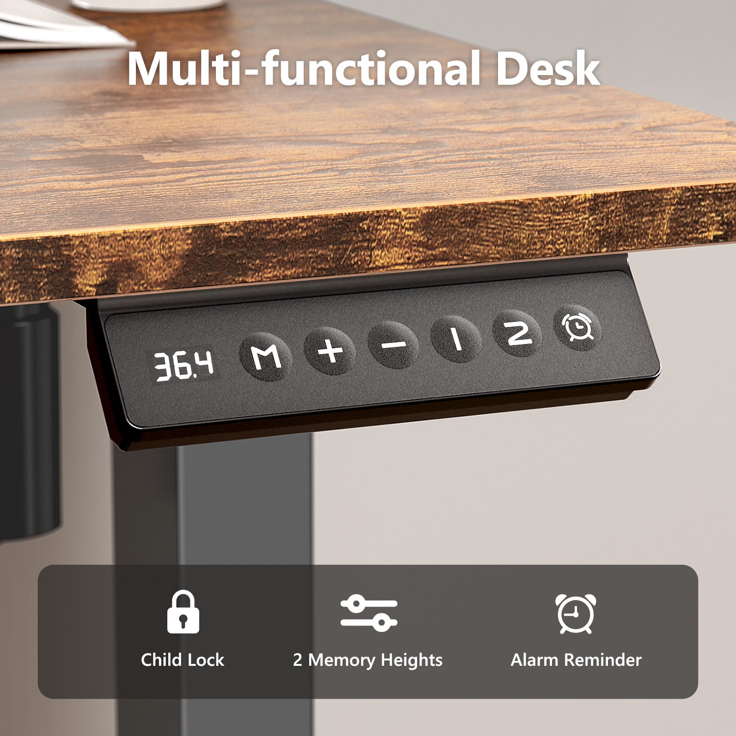 Gylador Electric Standing Desk, 40''x24'' Height Adjustable Desk with Memory Preset, Stand up Desk with Electric Lift, Electric Desk for Home, Computer Desk, Office Desk, 2 Boards, Brown