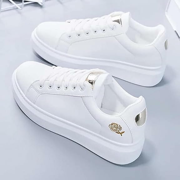 AUDeals Women's Platform Shoes, Lace Up Casual Sneakers with Non Slip Comfort, Classic Grand Court Style for Daily Wear