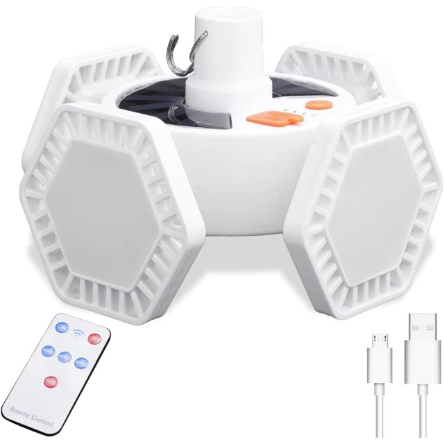 Luz solar para acampar de 169 LED, luz para tienda de campaña recargable por USB para exteriores con control remoto, banco de energía, luz de trabajo, lámpara para acampar, 5 modos, 360 grados, resis