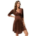 thumbnail image 2 of Yesfashion Women's Maternity Dresses Velvet Retro V-Neck A-Line Holiday Wedding Guest Evening Dress, 2 of 5
