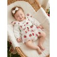 thumbnail image 5 of Cjfdfy Newborn Baby Girl Fall Outfits Long Sleeve Strawberry Print Romper with Headband Set Cute Strawberry  Print Outfit, Ruffle Bow Design, Mesh Tulle Dresses, Fall Winter Outfit for 0-18M, 5 of 9