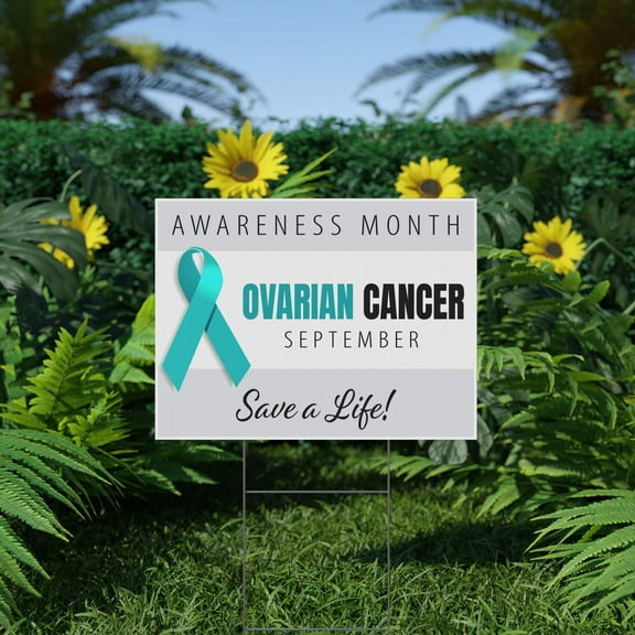 Ovarian Cancer Awareness Yard Sign, 18x12, 24x18, 36x24, H-Stake Included, v4