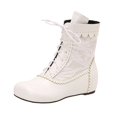 thumbnail image 1 of LOVZFMLL Bottes pour Femmes Bottillons à Lacets Bout Rond Sangles Ajustables Talon Plat Mode Décontracté Bottes Chaussures d'Automne Hiver, 1 of 7