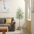 thumbnail image 2 of DR.Planzen Artificial Olive Tree 5 ft Tall Faux Floor Plant in Black Pot - Realistic Greenery with Adjustable Branches and Fruits - Indoor Home Office Decor for Living Room Apartment Workspace, 2 of 7
