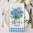 thumbnail image 5 of Spring Summer Floral Flower Kitchen Dish Towels Set of 2, Bloom Blue Poppy Mason Jar Hand Towels Drying Baking Cooking Cloth, Plaid Check Farmhouse Seasonal Home Kitchen Decor 18x26 Inch, 5 of 6