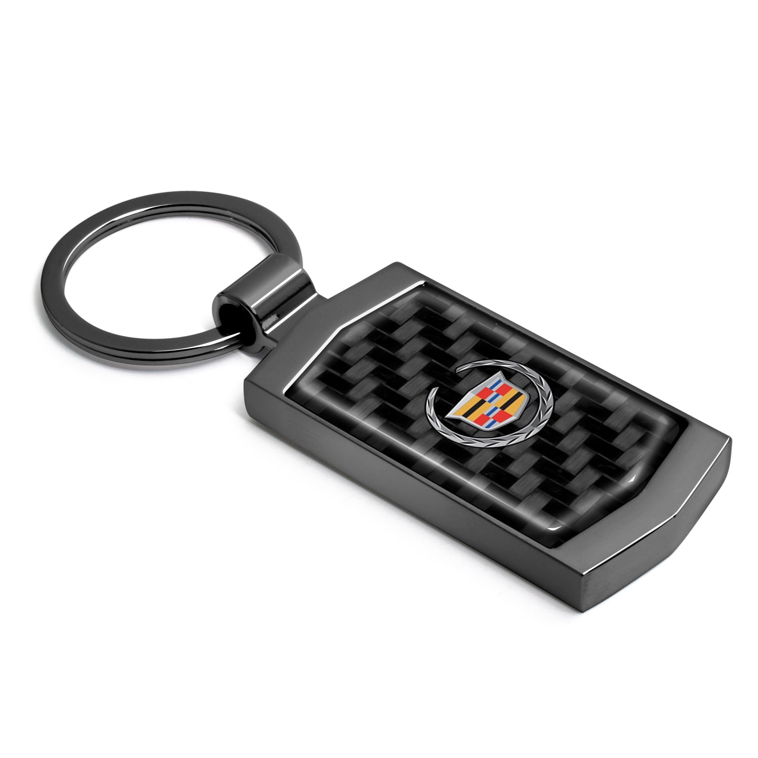 iPick Image for Cadillac Logo Real Black Carbon Fiber Gunmetal Black Case Key Chain, Official Licensed
